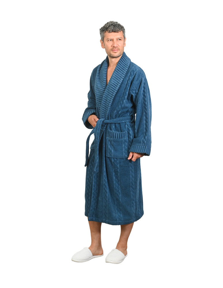 Peignoir mixte col châle jacquard...