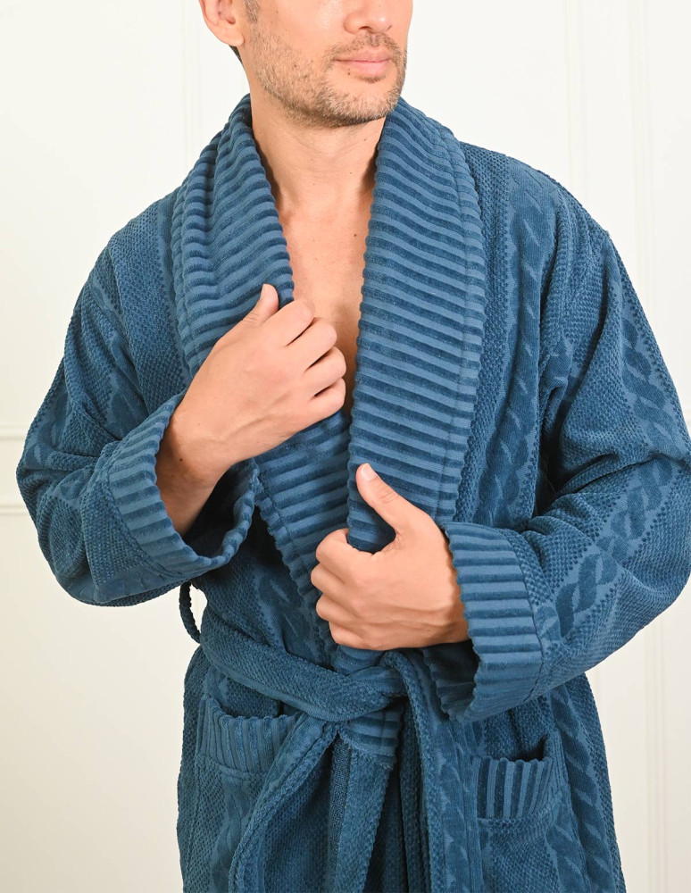 Peignoir mixte col châle jacquard...