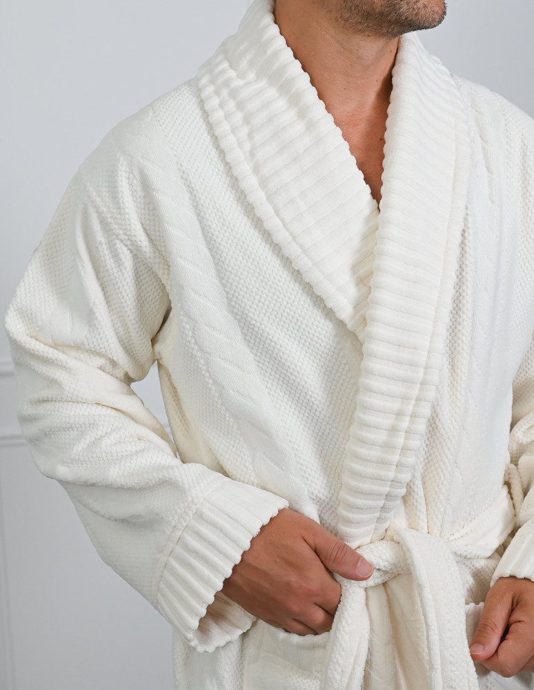 Peignoir mixte col châle jacquard...