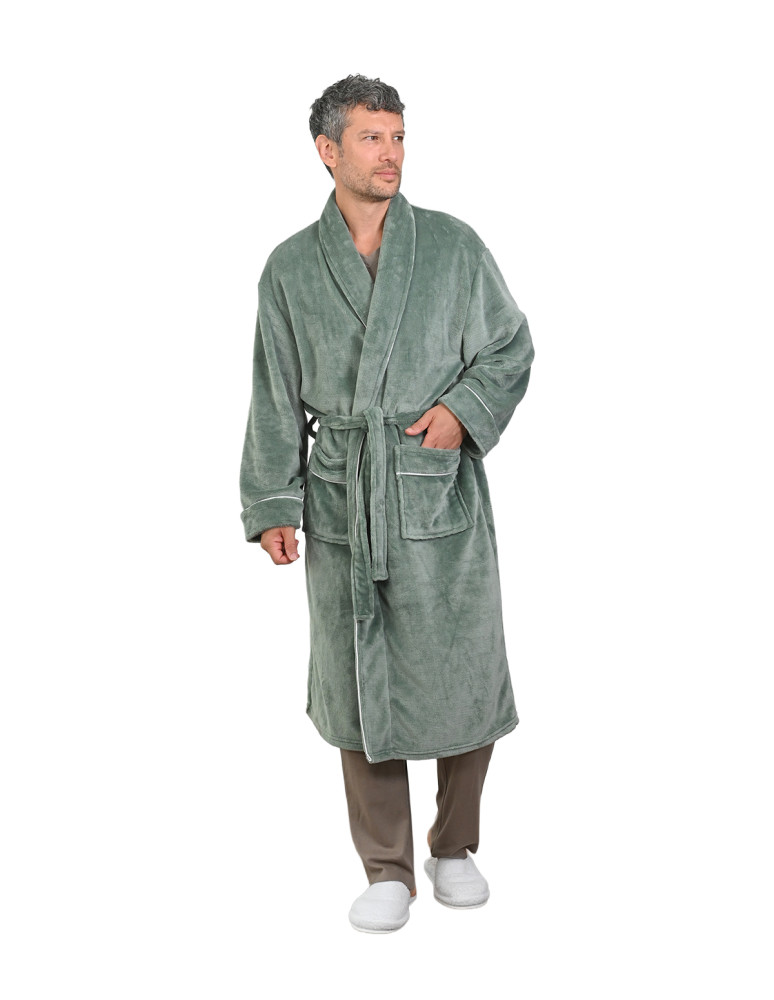 Peignoir polaire mixte avec passepoil...