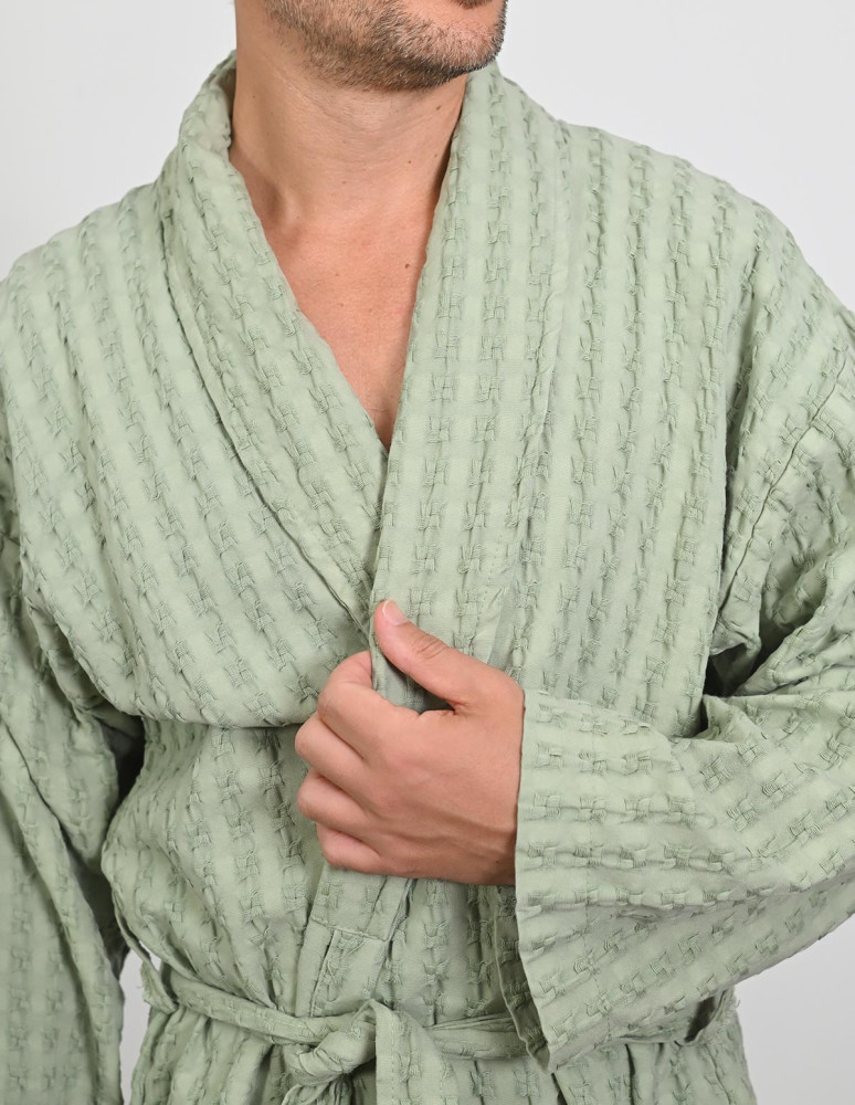 Peignoir mixte en coton WAFFLE KNOTE