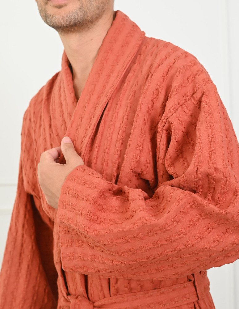 Peignoir mixte en coton WAFFLE KNOTE