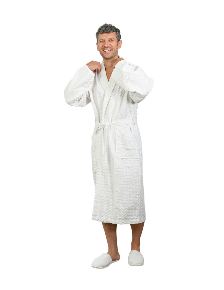 Peignoir mixte en coton WAFFLE KNOTE