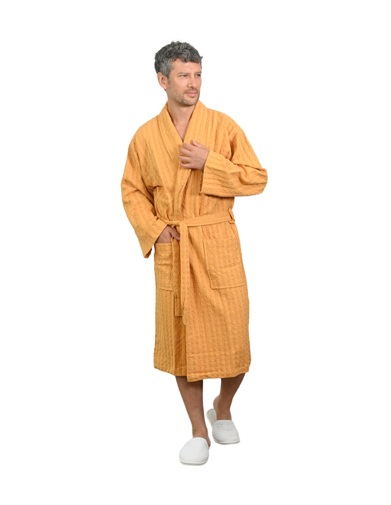 Peignoir mixte en coton WAFFLE KNOTE