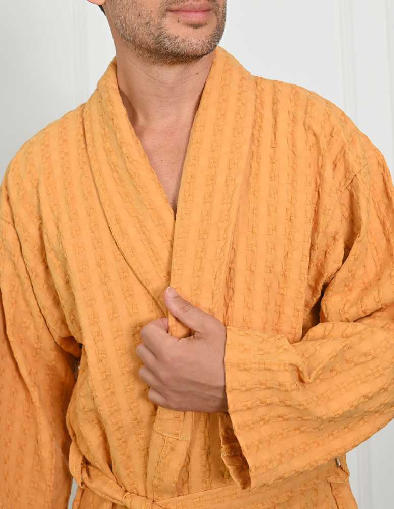 Peignoir mixte en coton WAFFLE KNOTE