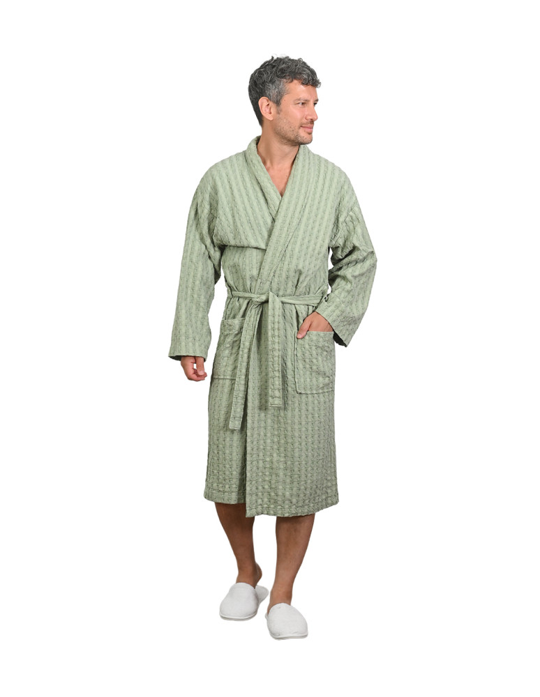 Peignoir mixte en coton WAFFLE KNOTE