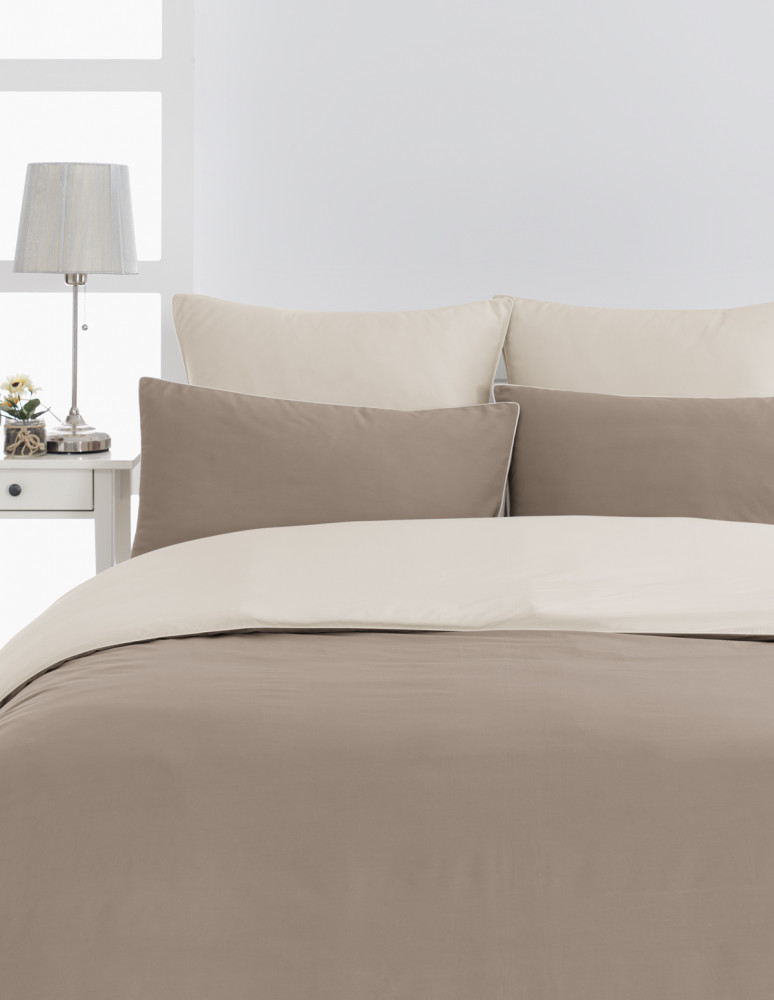 Housse de couette bicolore en percale de coton Easy Care DOZMARY