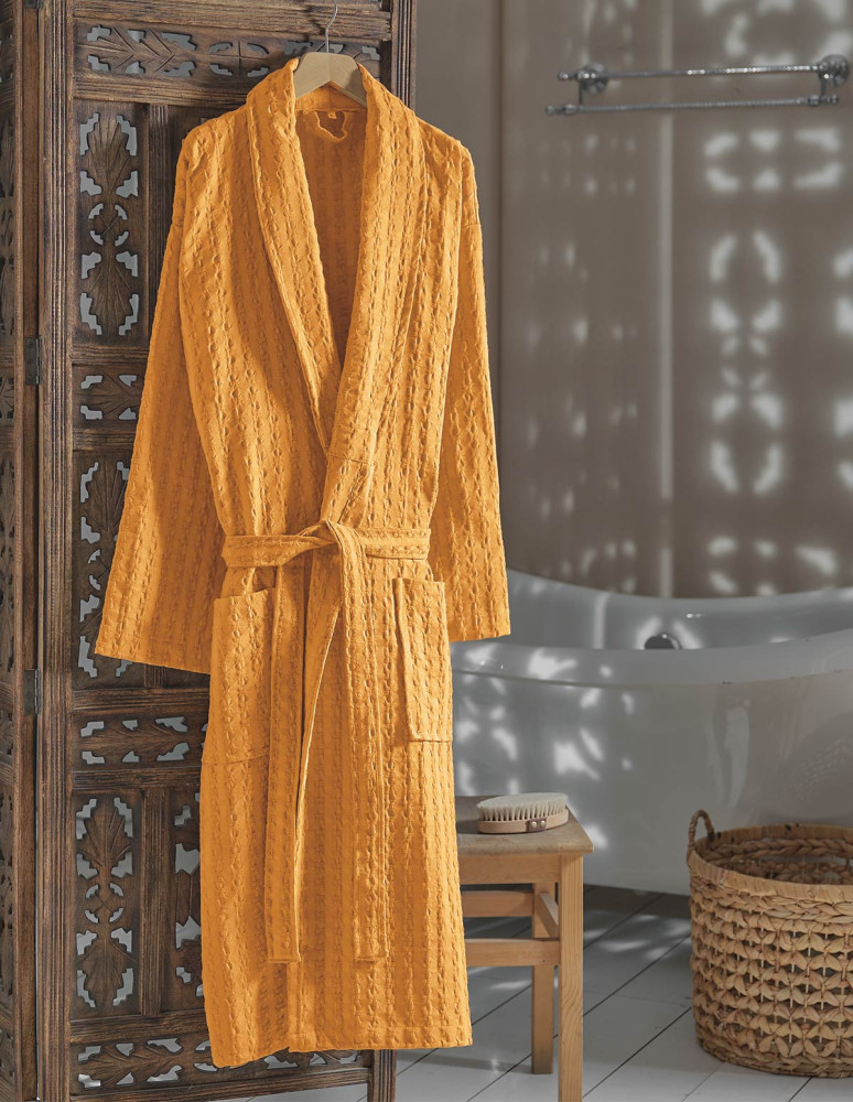Peignoir mixte en coton WAFFLE KNOTE