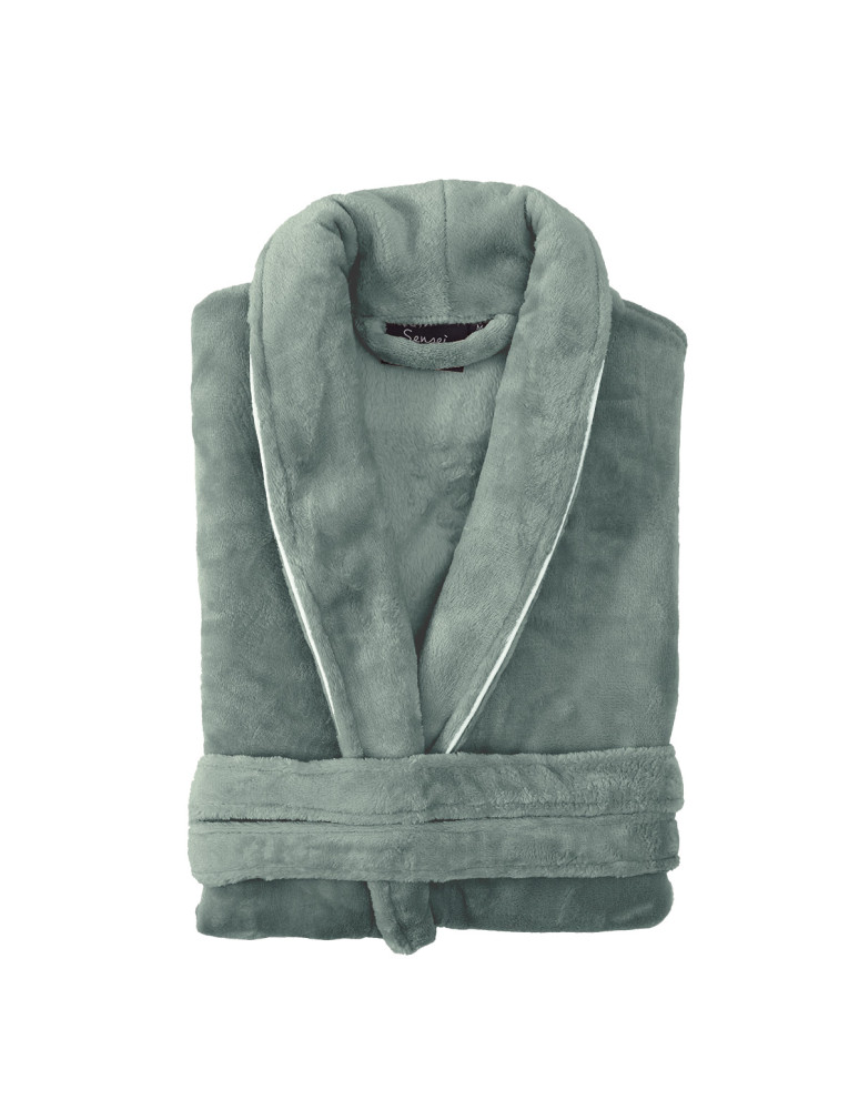 Peignoir polaire mixte avec passepoil...