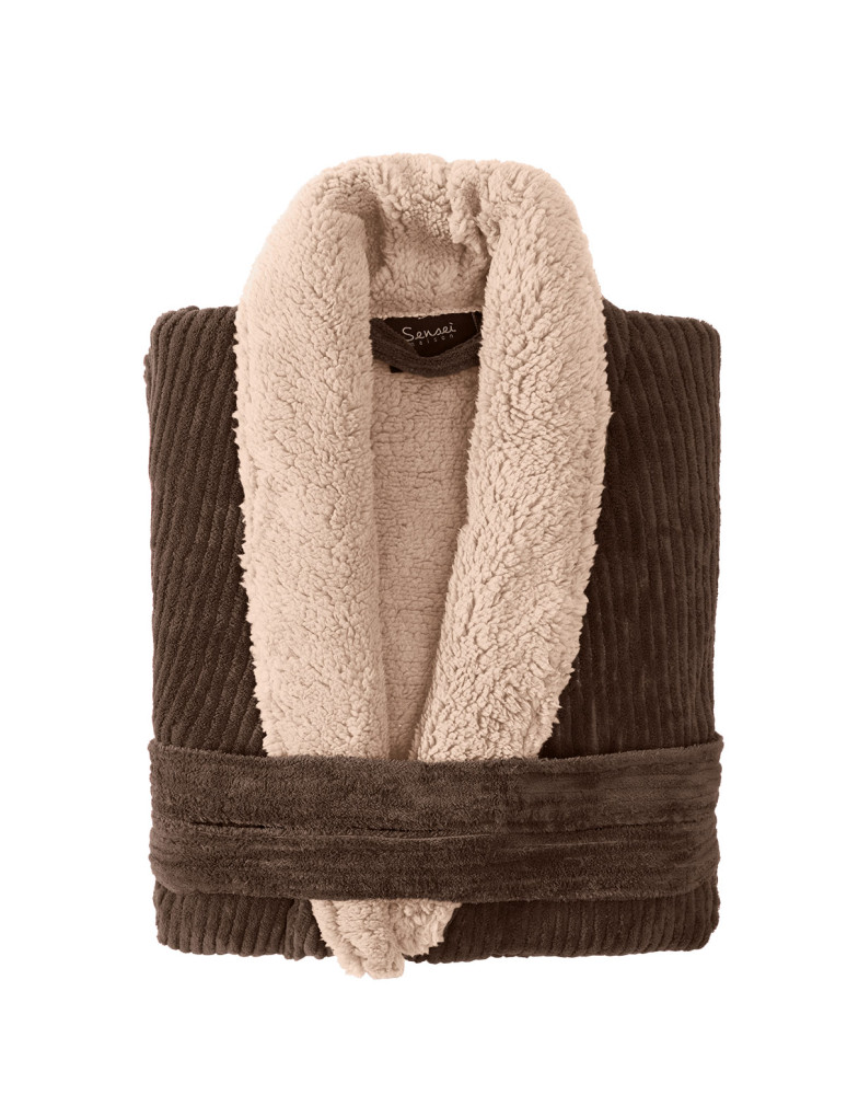 Peignoir polaire mixte côtelé ultra...