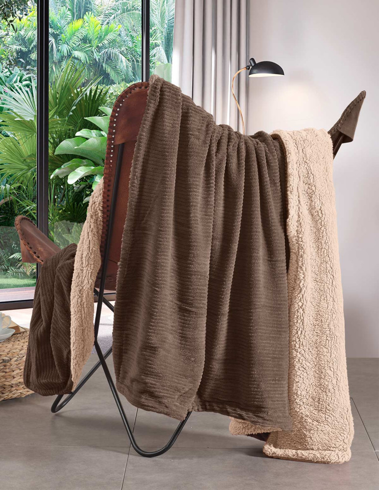 Plaid polaire côtelé ultra chaud...