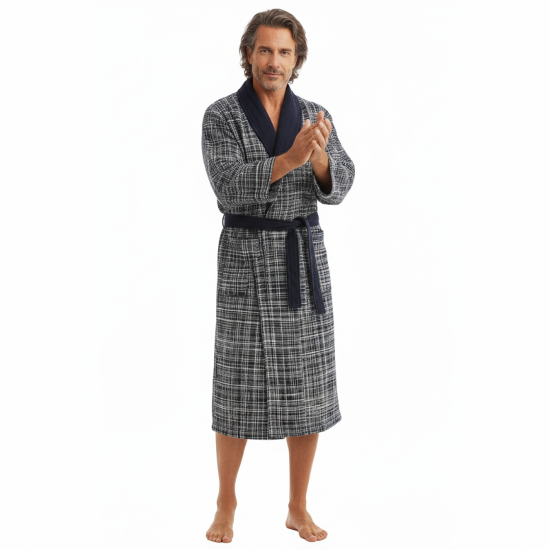 Peignoir col châle velours 420 g/m²...