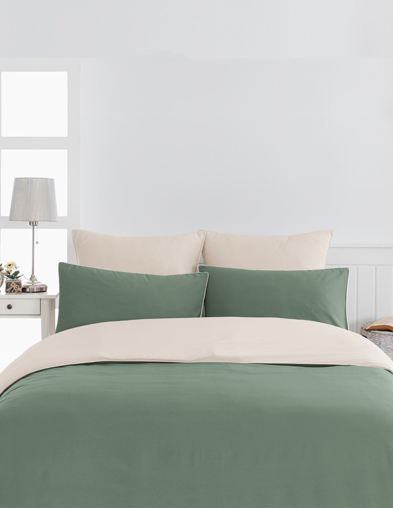 Parure housse de couette bicolore + 2...