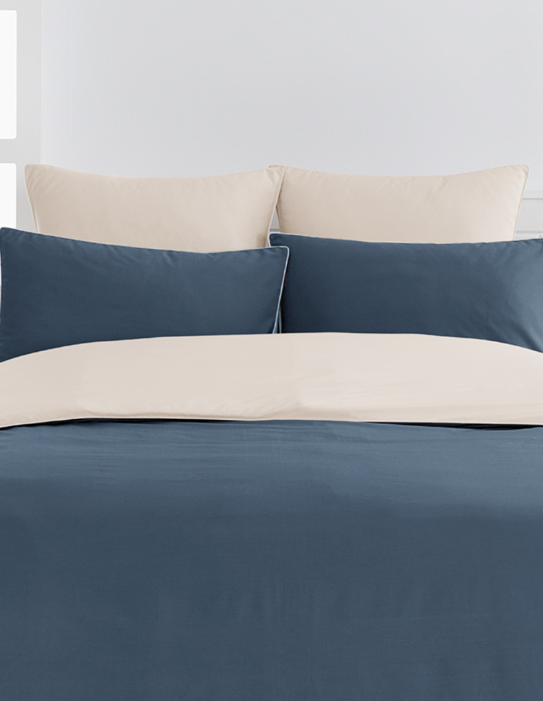 Parure housse de couette bicolore + 2...