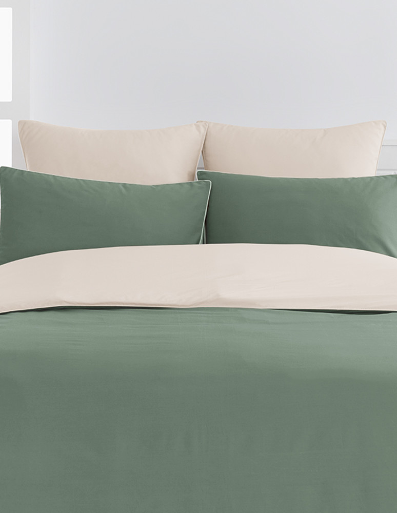 Parure housse de couette bicolore + 2...