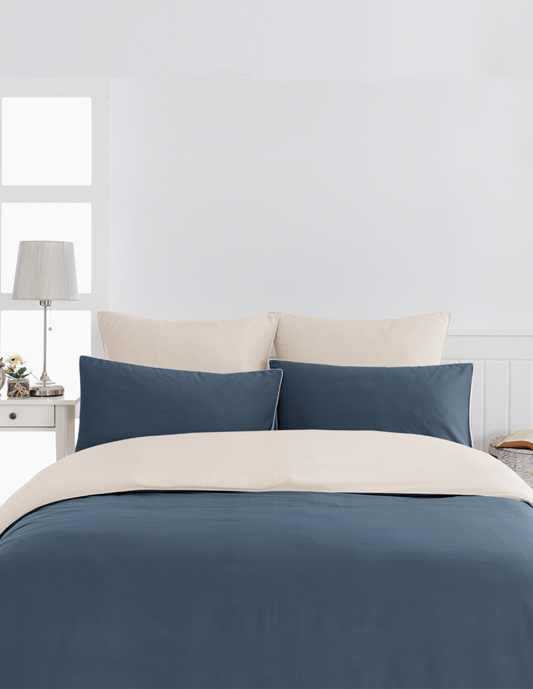 Parure housse de couette bicolore + 2...