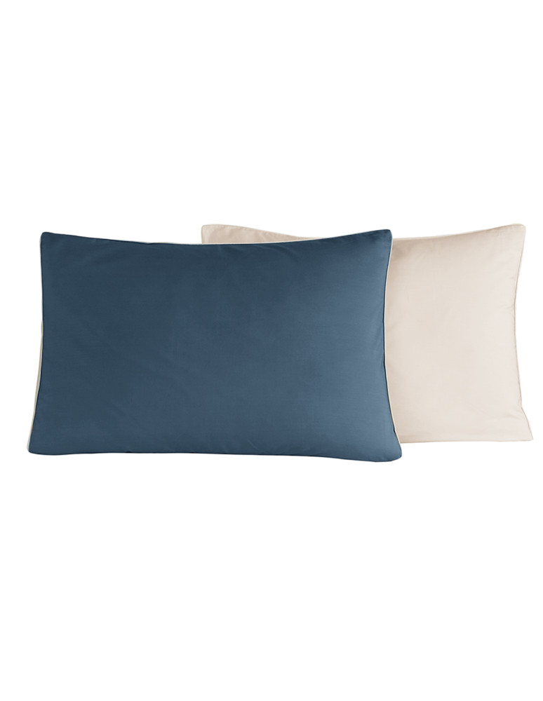 Parure housse de couette bicolore + 2...