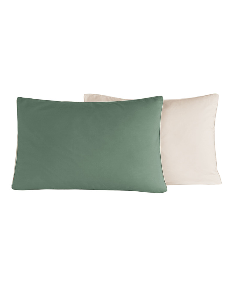 Parure housse de couette bicolore + 2...