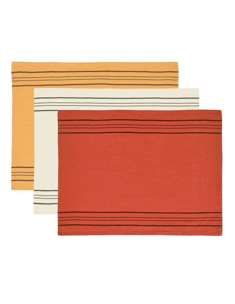 Lot de 3 torchons coton/lin à larges...