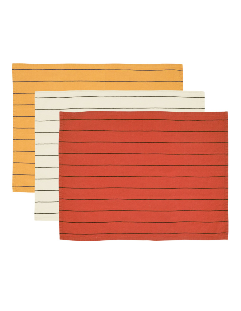 Lot de 3 torchons coton/lin fines...