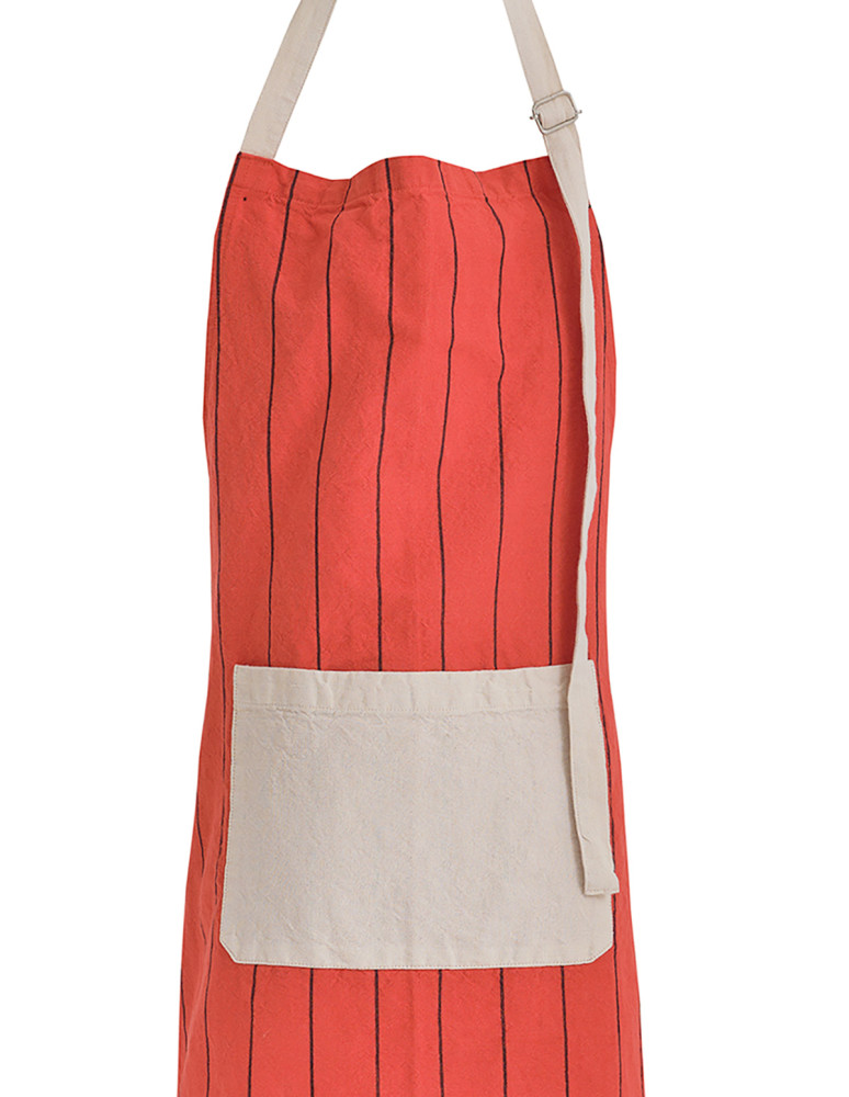 Tablier coton/lin à fines rayures...