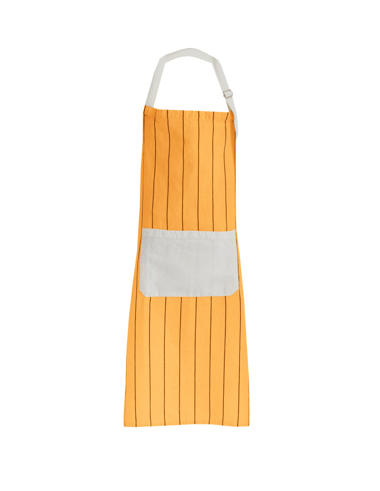Tablier coton/lin à fines rayures...