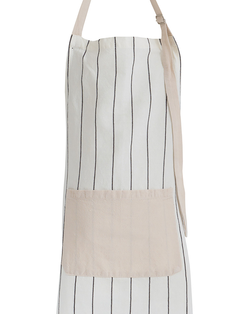 Tablier coton/lin à fines rayures...