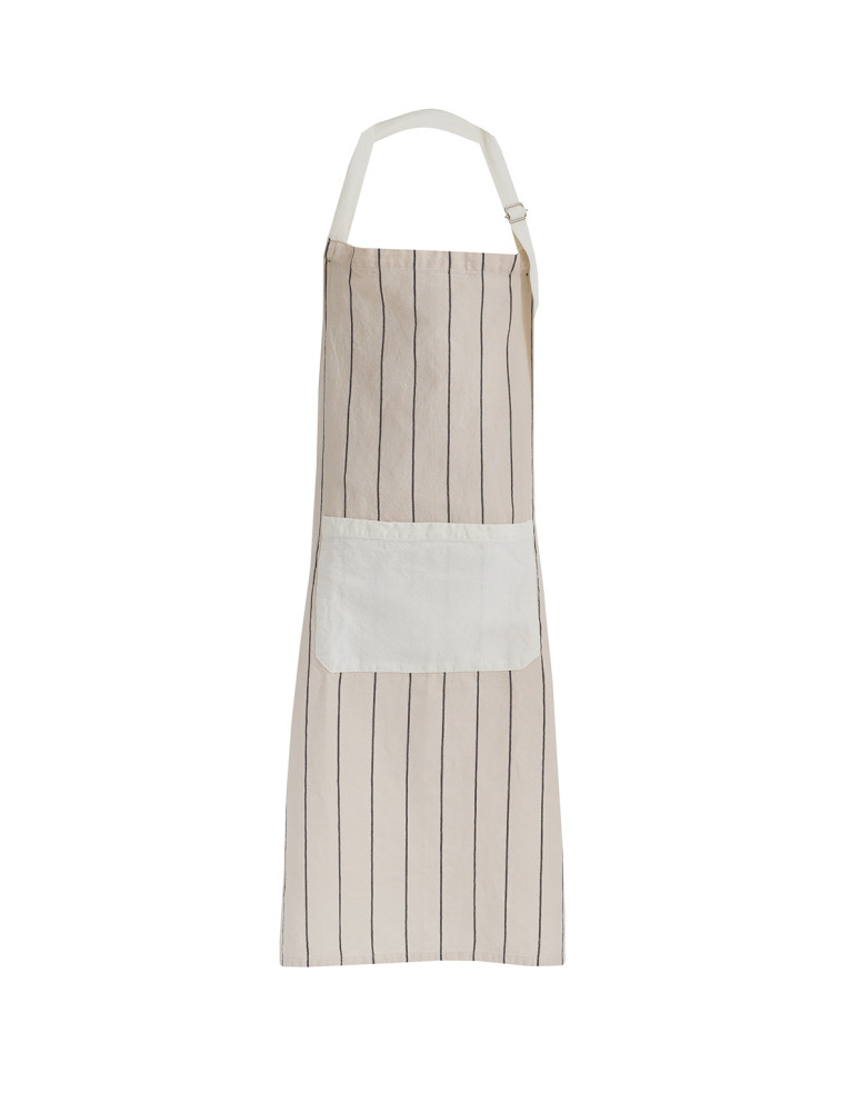 Tablier coton/lin à fines rayures...