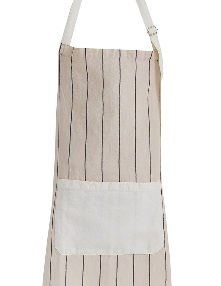 Tablier coton/lin à fines rayures...