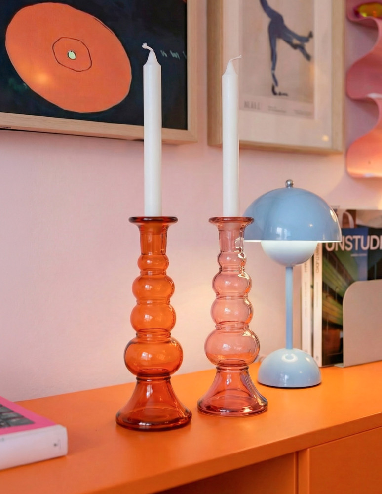 Bougeoir en verre recyclé h...