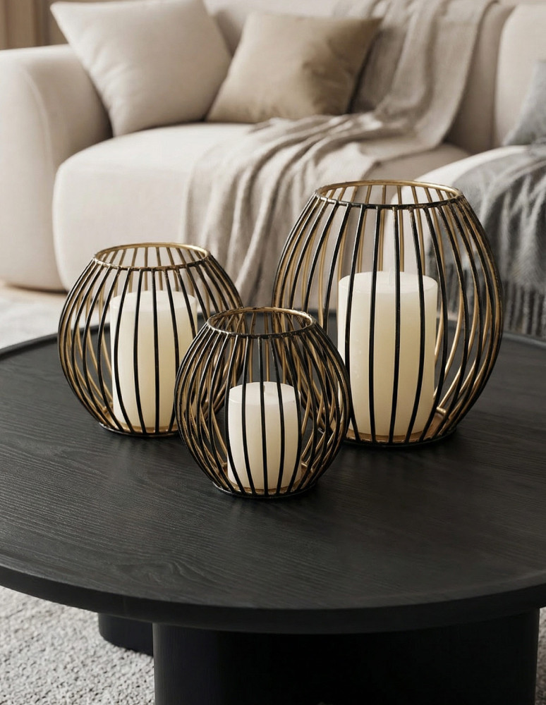 Photophore métal rond 13x11 cm KEMI GOLD