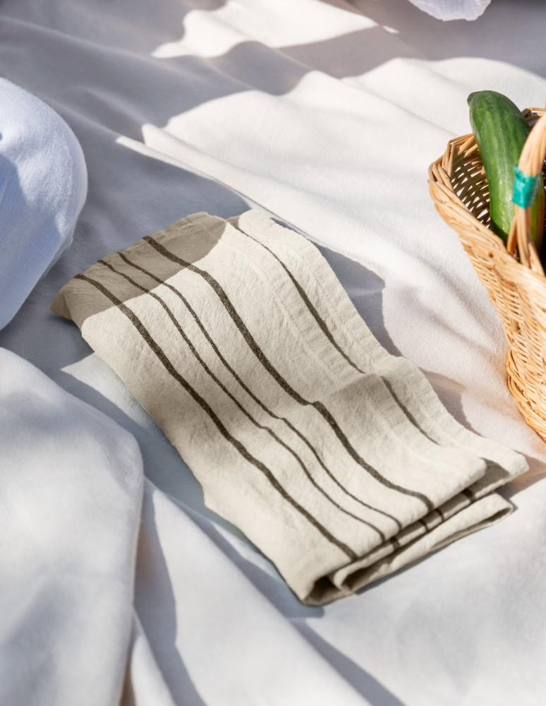 Lot de 3 torchons coton/lin à larges...