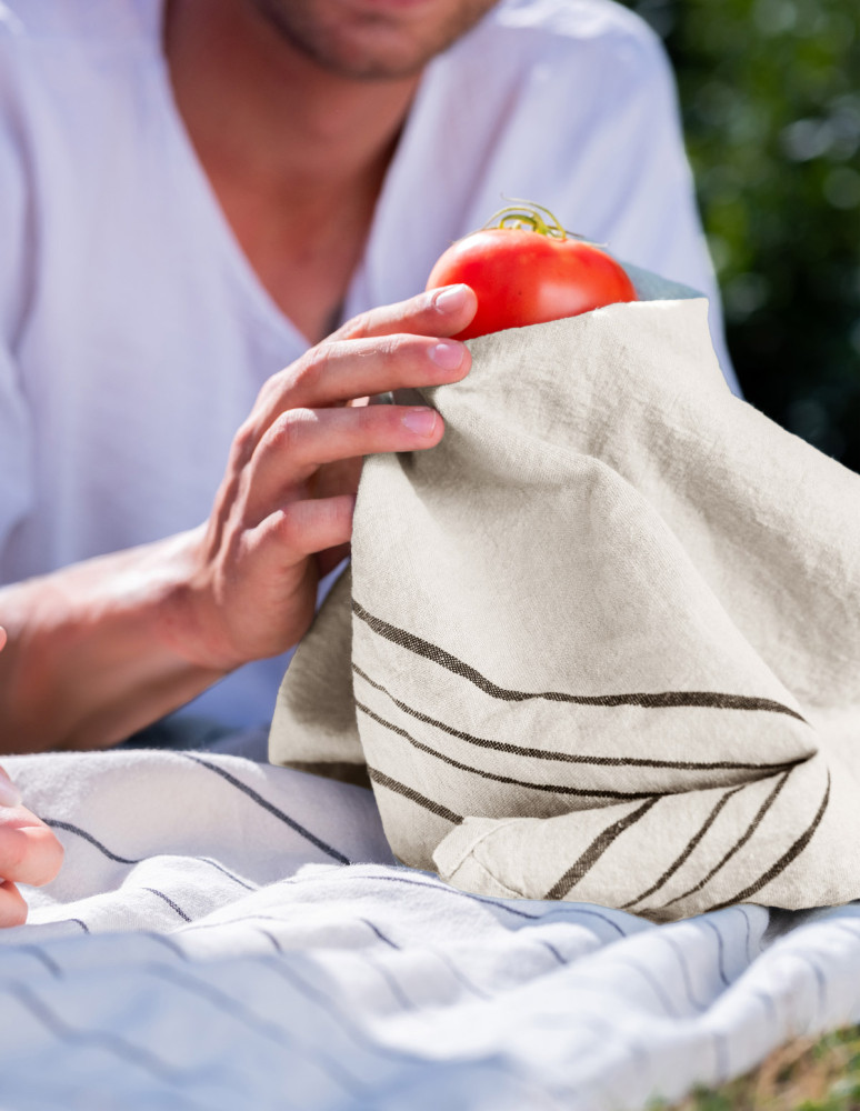 Lot de 3 torchons coton/lin à larges...