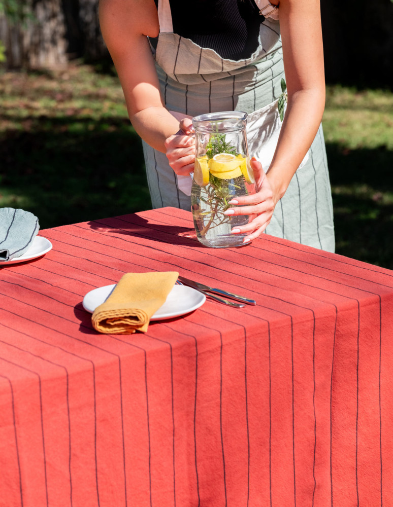 Nappe coton/lin à fines rayures SOFT...