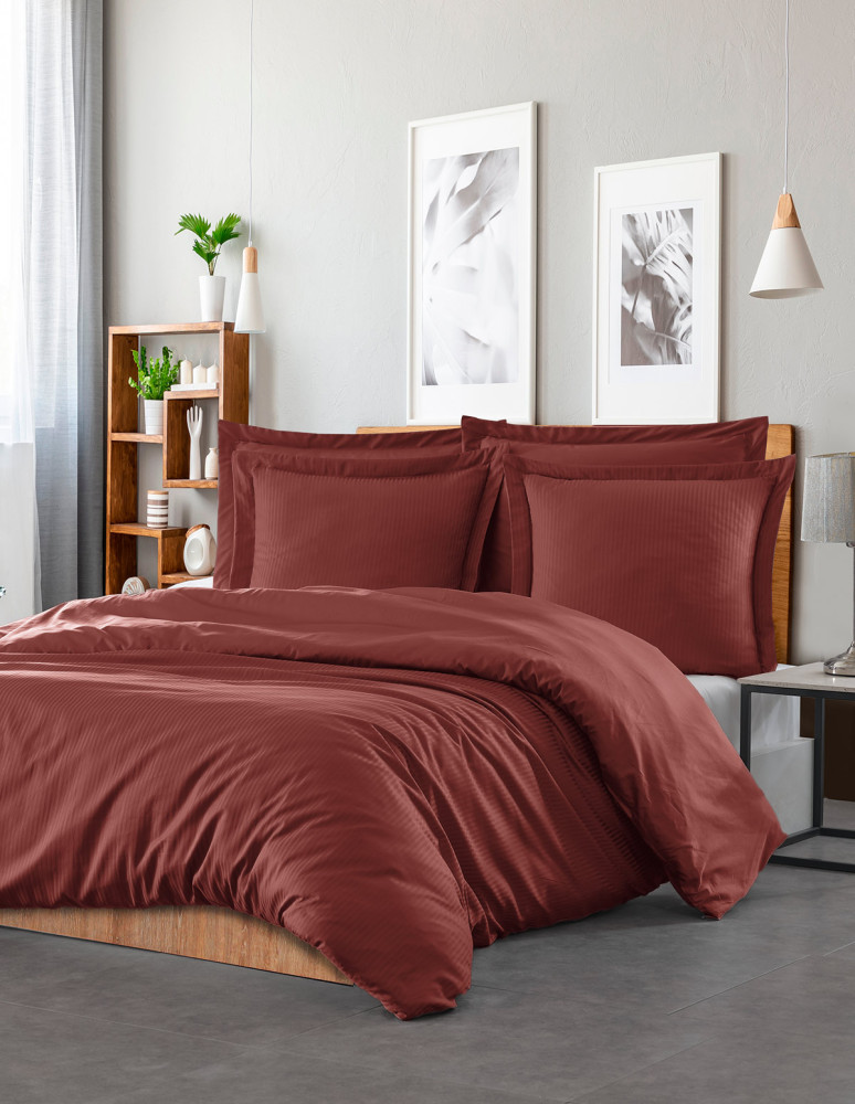 Housse de couette rayée réversible...