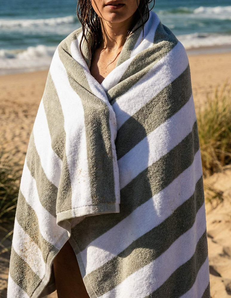 Serviette de plage velours rayée...