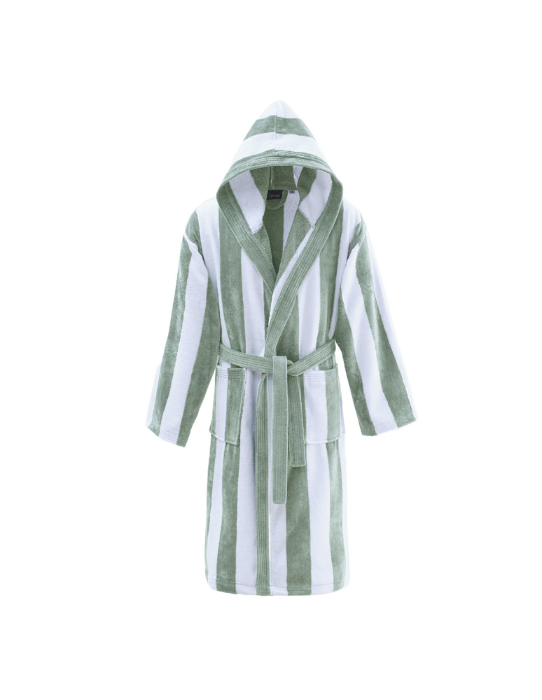 Peignoir adulte mixte rayé velours...