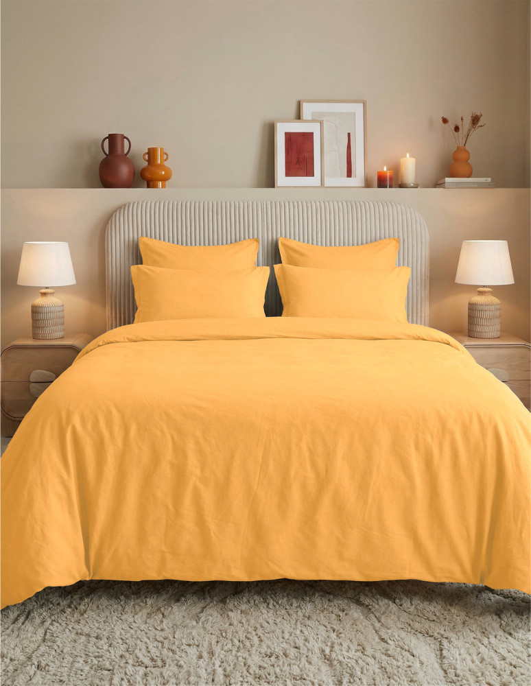 Drap housse en percale lavée bonnet...