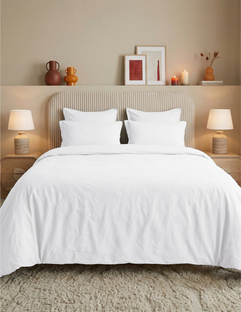 Drap housse en percale lavée bonnet...