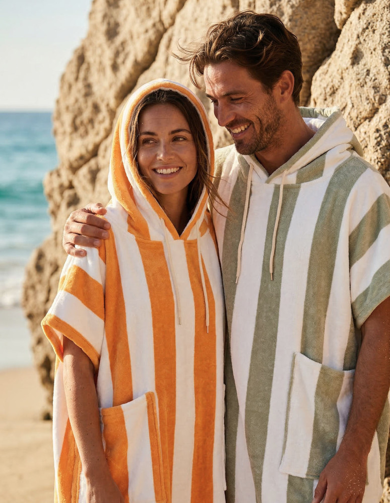 Poncho de plage adulte velours rayé...