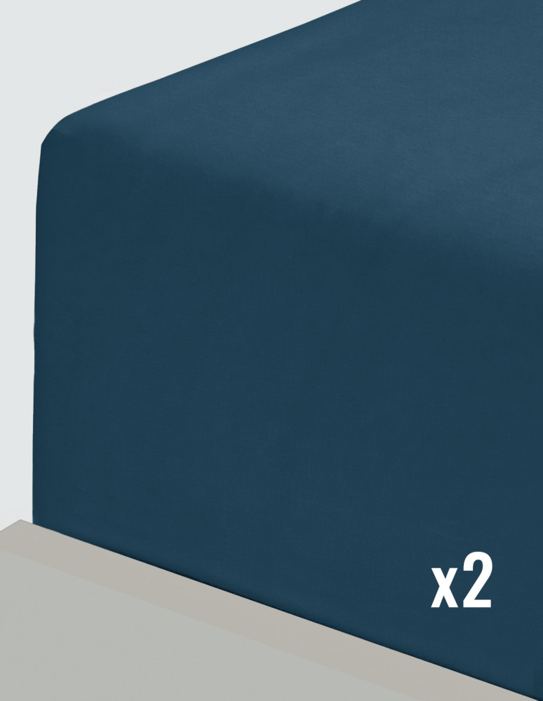 Lot de 2 draps housse flanelle coton...