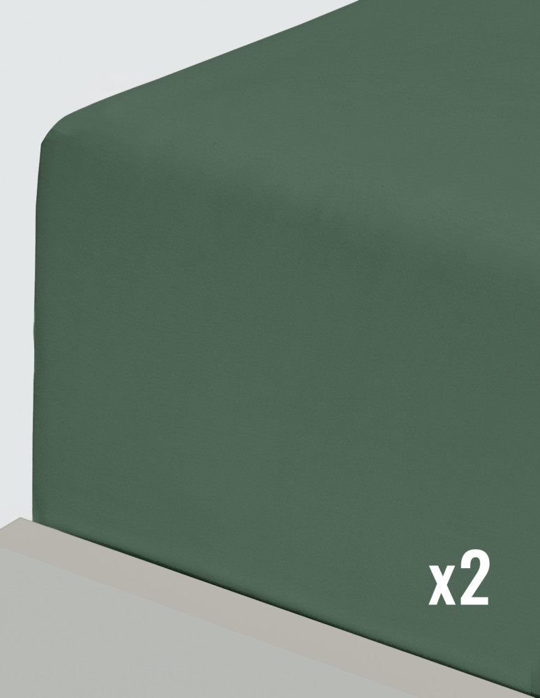 Lot de 2 draps housse flanelle coton...