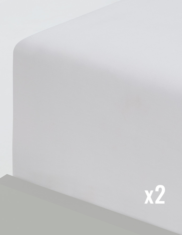Lot de 2 draps housse flanelle coton...