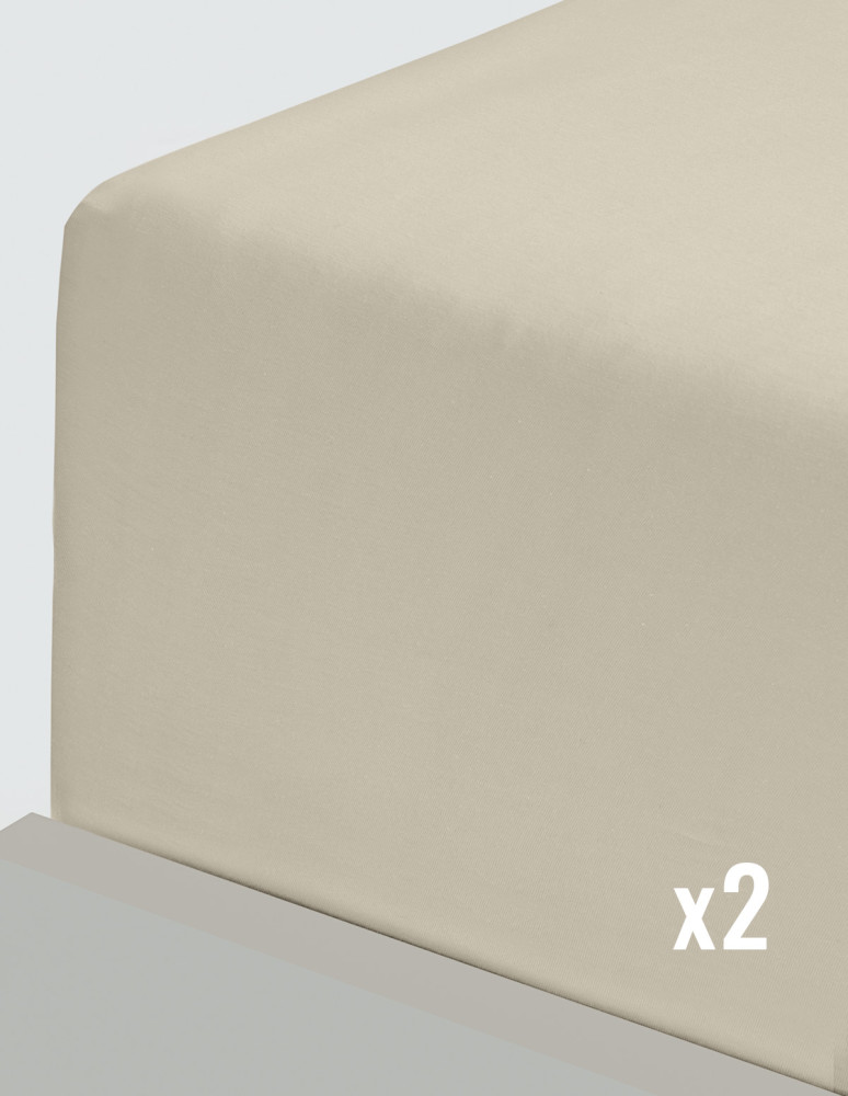 Lot de 2 draps housse flanelle coton...
