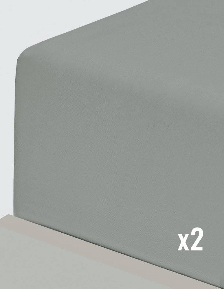 Lot de 2 draps housse flanelle coton...