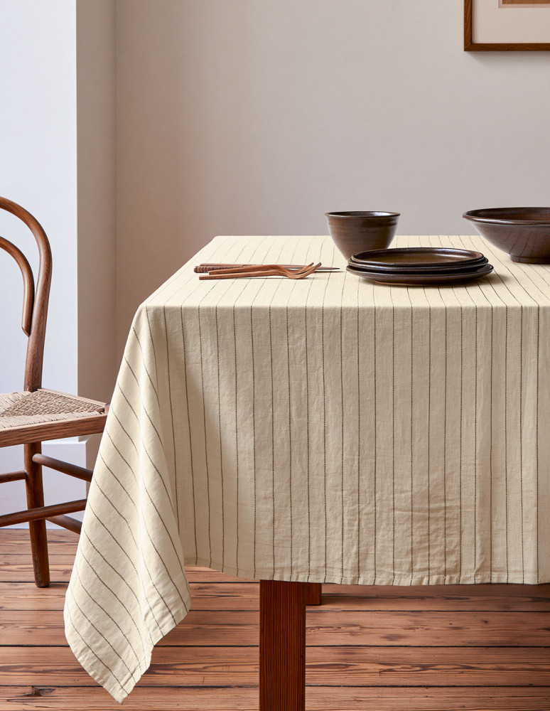 Nappe coton/lin à fines rayures SOFT...