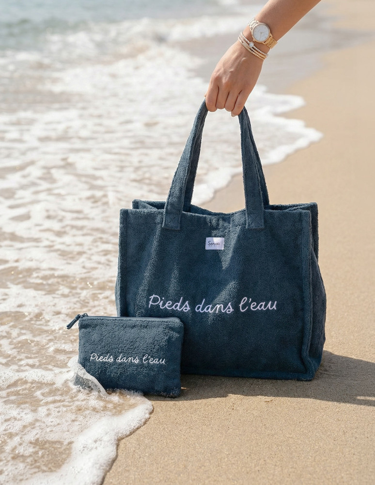 Sac de plage "PIEDS DANS L'EAU" Denim...