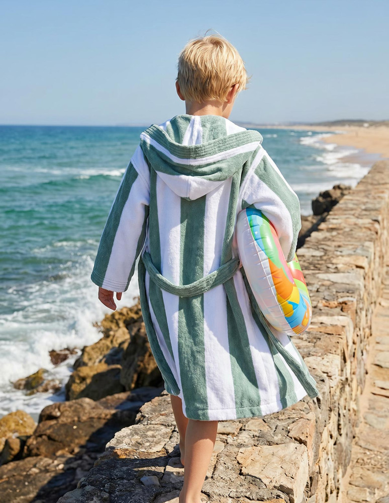 Peignoir enfant à capuche rayé...
