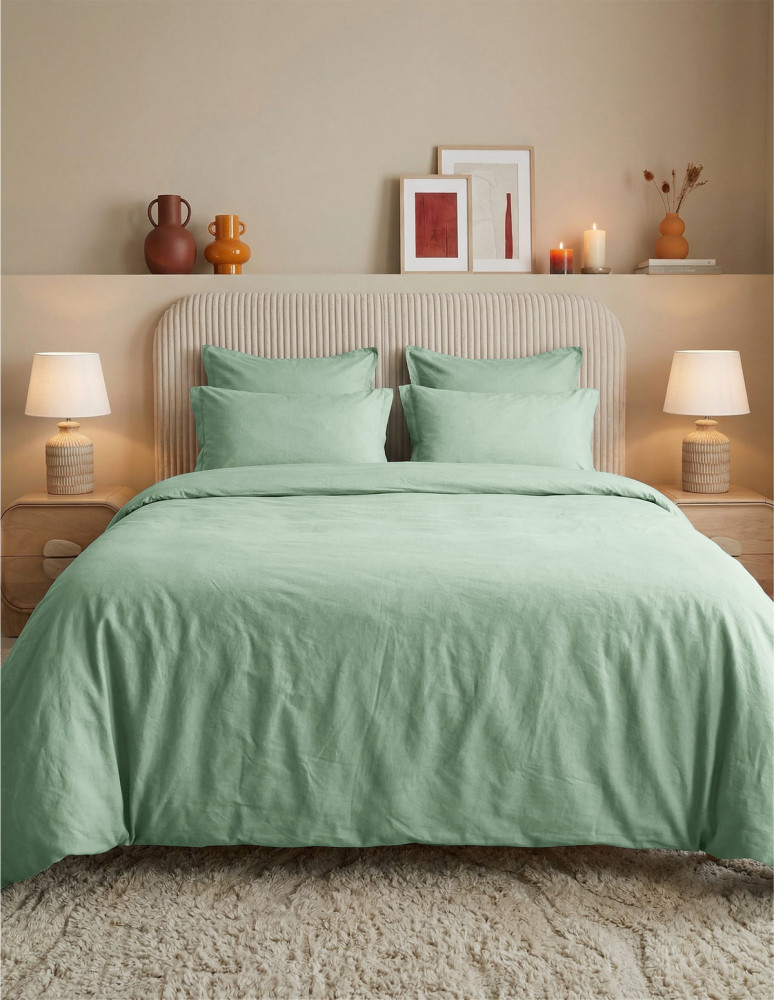 Drap housse en percale lavée bonnet...