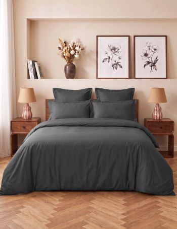 Housse de couette en satin de coton 120 fils VERSALUXE UNI